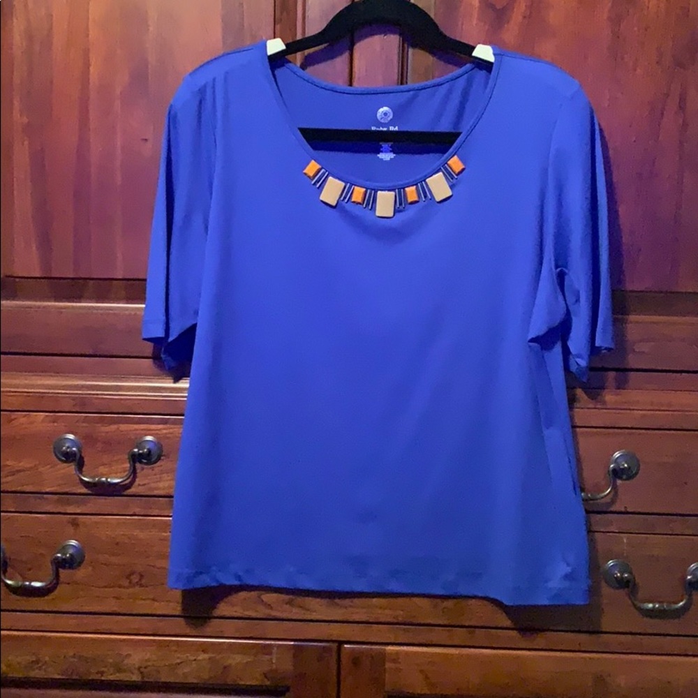 Blue embellished t shirt